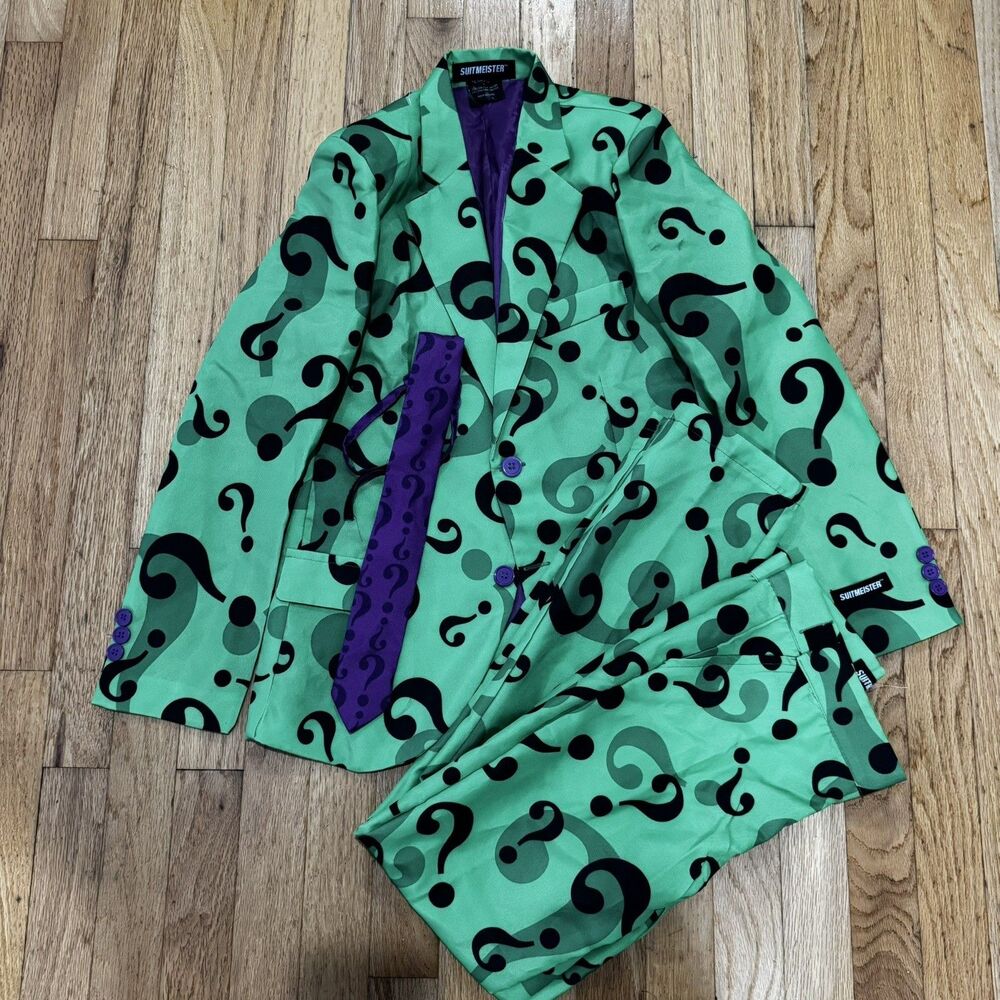 Spirit Halloween large riddler Suit Kids Costume Jacket and Matching Pants Set